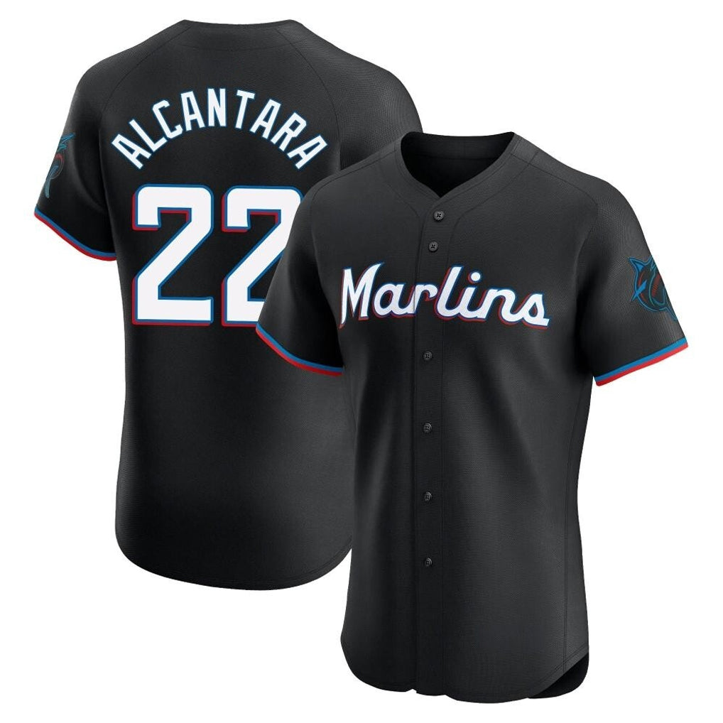 Odoa M.Marlins #22 Sandy Alcantara Player Black Vapor Home Limited Elite Stitched Jerseys