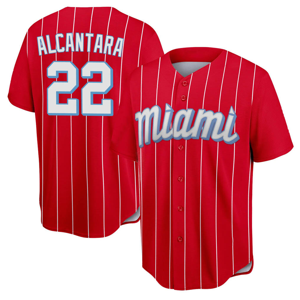 Odoa M.Marlins #22 Sandy Alcantara Player Red City Connect Home Game Stitched Jerseys
