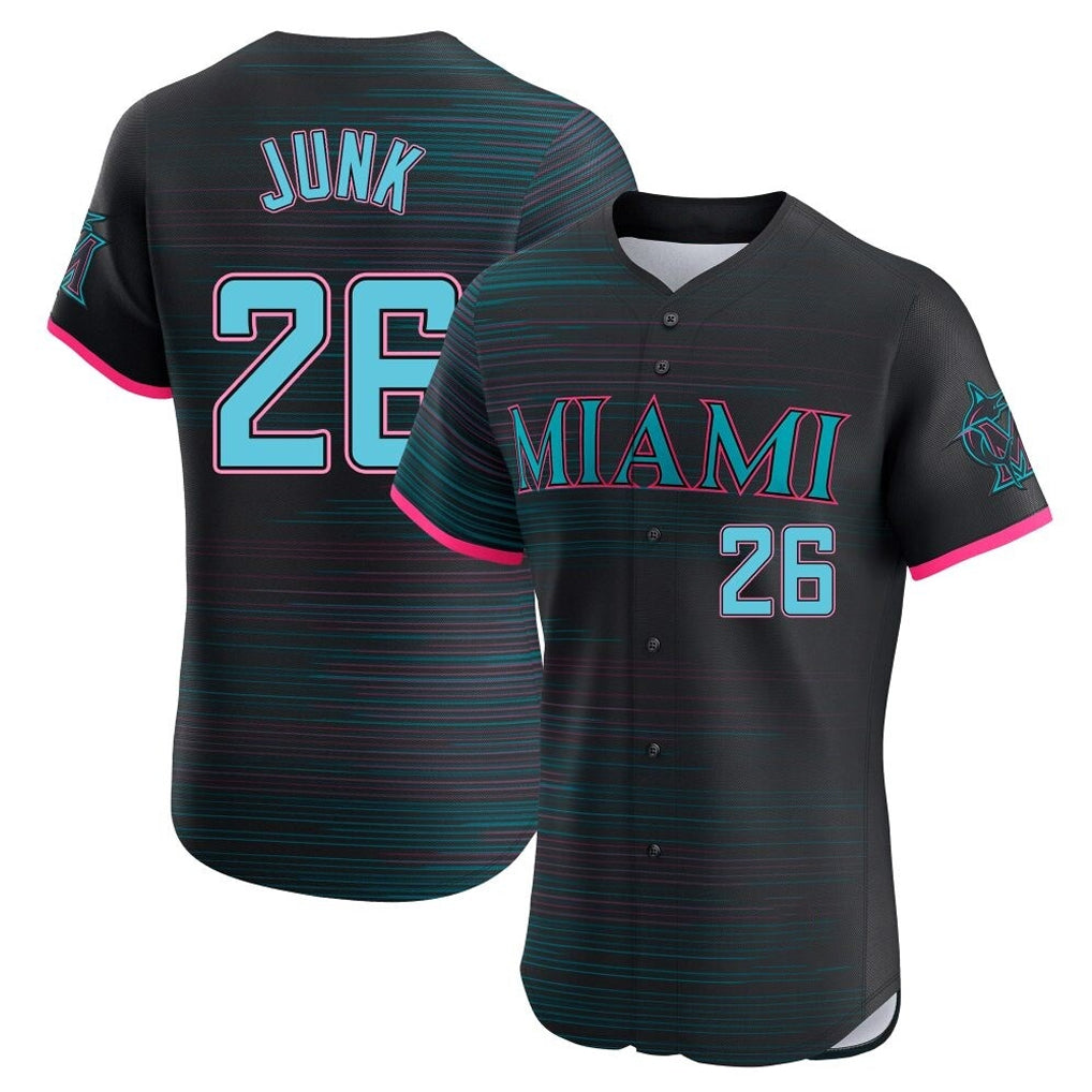 Odoa M.Marlins #26 Janson Junk Player Black City Connect Home Limited Elite Stitched Jerseys