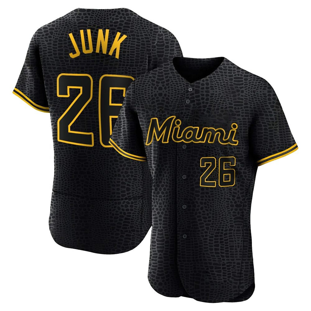 Odoa M.Marlins #26 Janson Junk Player Black Snake Skin City Home Limited Elite Stitched Jerseys