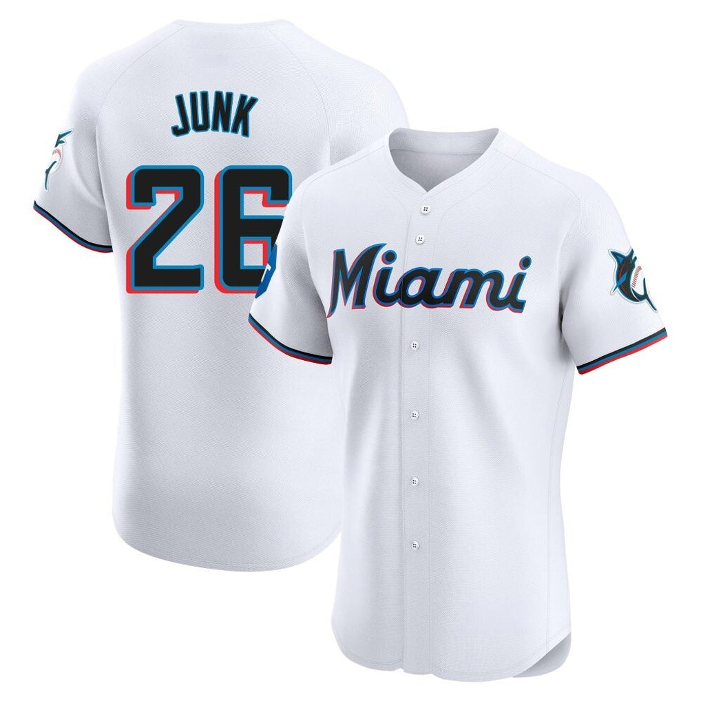 Odoa M.Marlins #26 Janson Junk Player White Home Limited Elite Stitched Jerseys