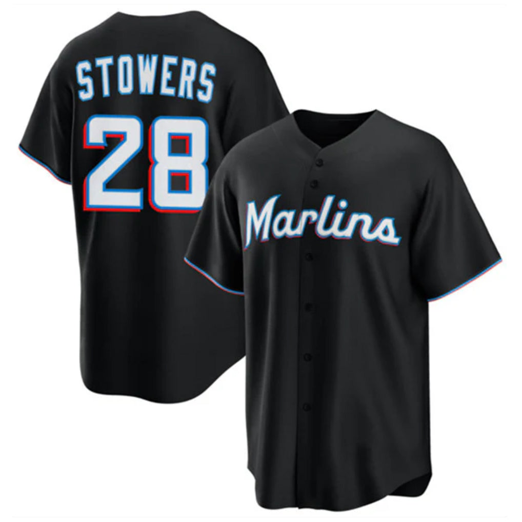 Odoa M.Marlins #28 Kyle Stowers Player Black  Home Game Stitched Jerseys