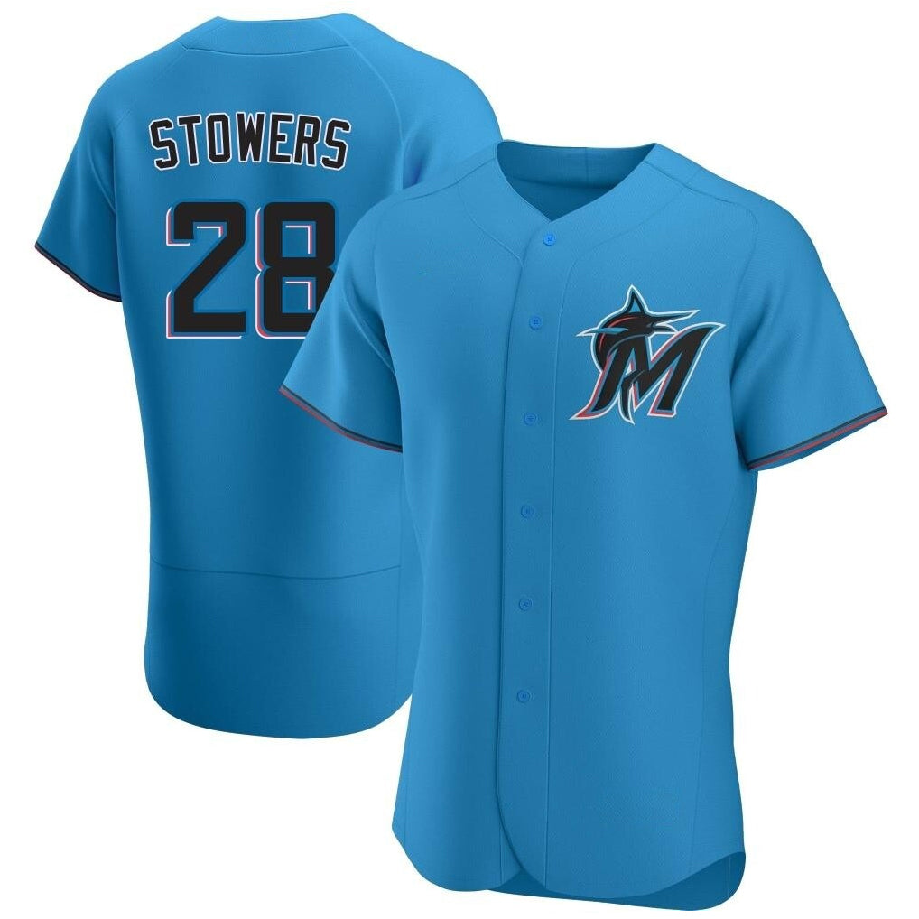 Odoa M.Marlins #28 Kyle Stowers Player Blue Home Limited Elite Stitched Jerseys