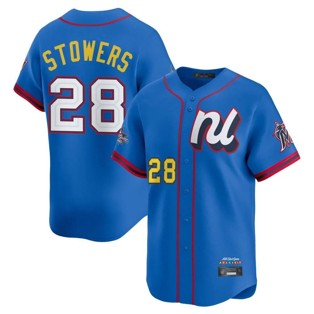 Odoa M.Marlins #28 Kyle Stowers Player Blue National League All-Star Game Limited Stitched Jerseys