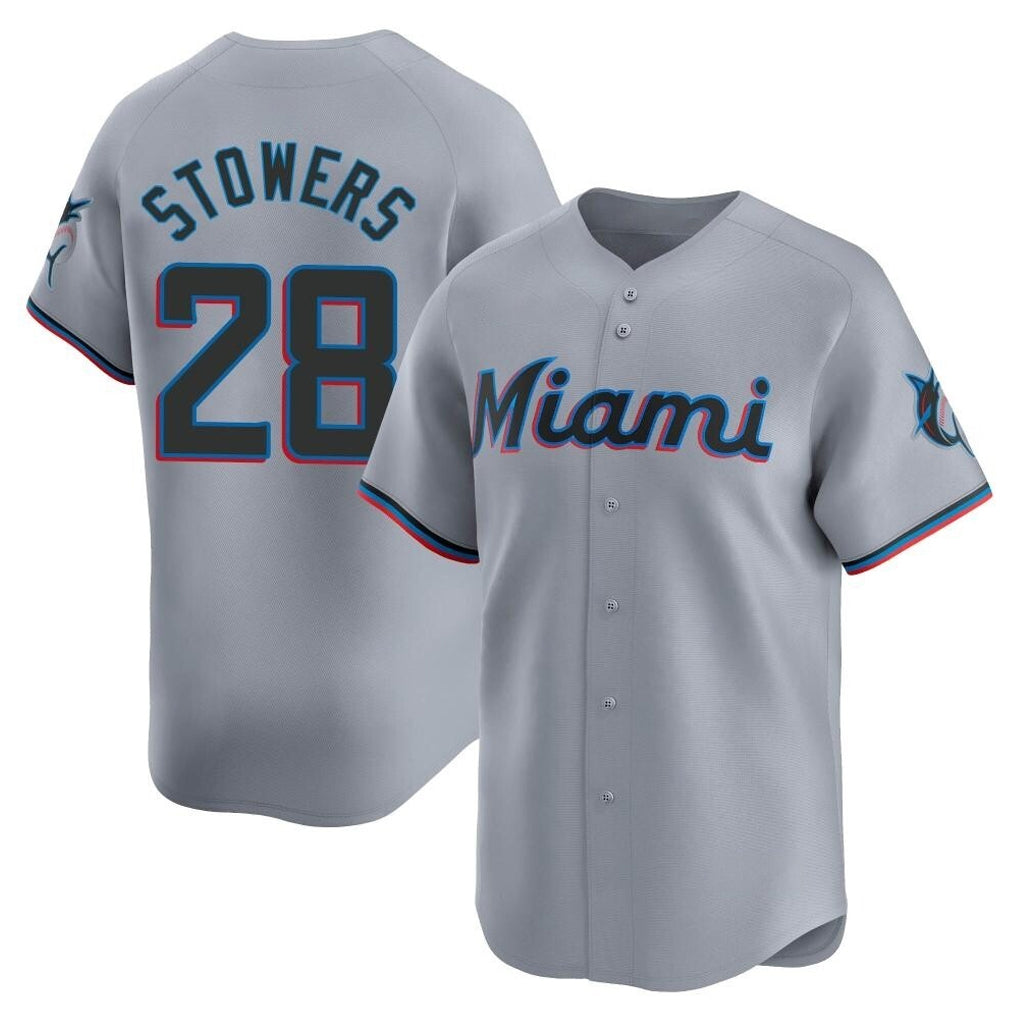 Odoa M.Marlins #28 Kyle Stowers Player Gray Home Limited Stitched Jerseys