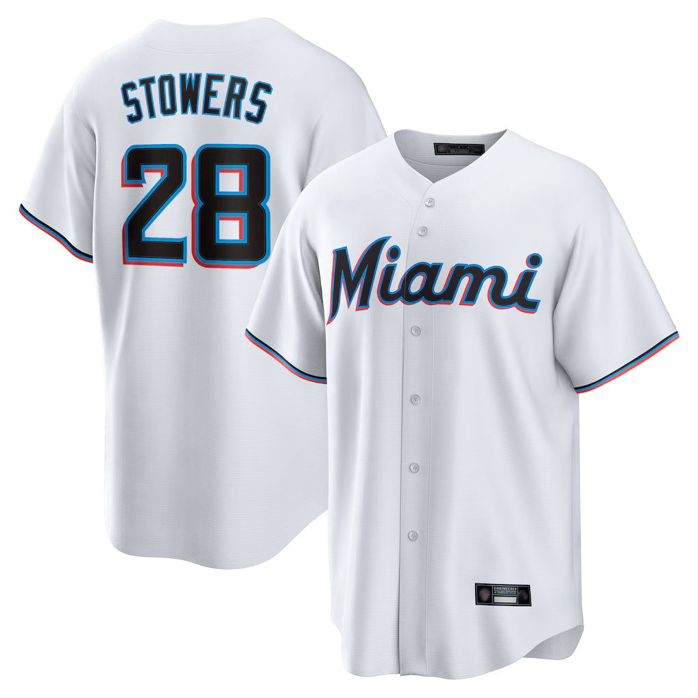Odoa M.Marlins #28 Kyle Stowers Player White  Home Game Stitched Jerseys