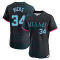 Odoa M.Marlins #34 Liam Hicks Player Black City Connect Home Limited Elite Stitched Jerseys