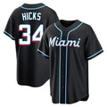 Odoa M.Marlins #34 Liam Hicks Player Black Fashion Out Home Game Stitched Jerseys