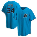 Odoa M.Marlins #34 Liam Hicks Player Blue Home Game Stitched Jerseys