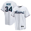 Odoa M.Marlins #34 Liam Hicks Player White  Home Game Stitched Jerseys