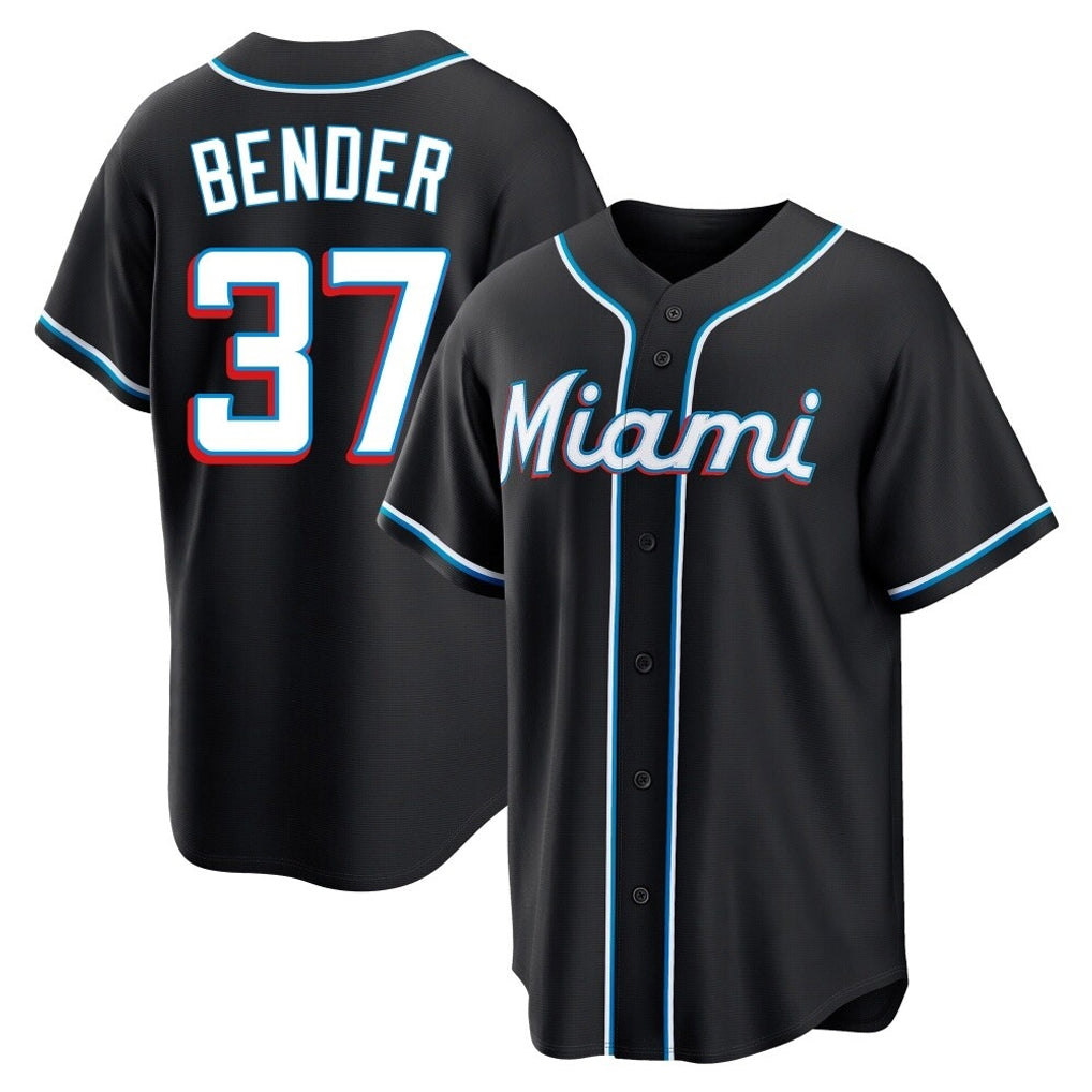 Odoa M.Marlins #37 Anthony Bender Player Black Fashion Out Home Game Stitched Jerseys