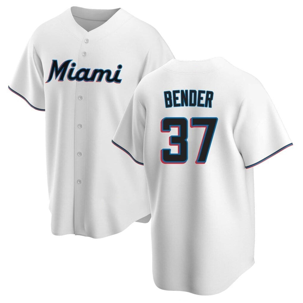 Odoa M.Marlins #37 Anthony Bender Player White  Home Game Stitched Jerseys