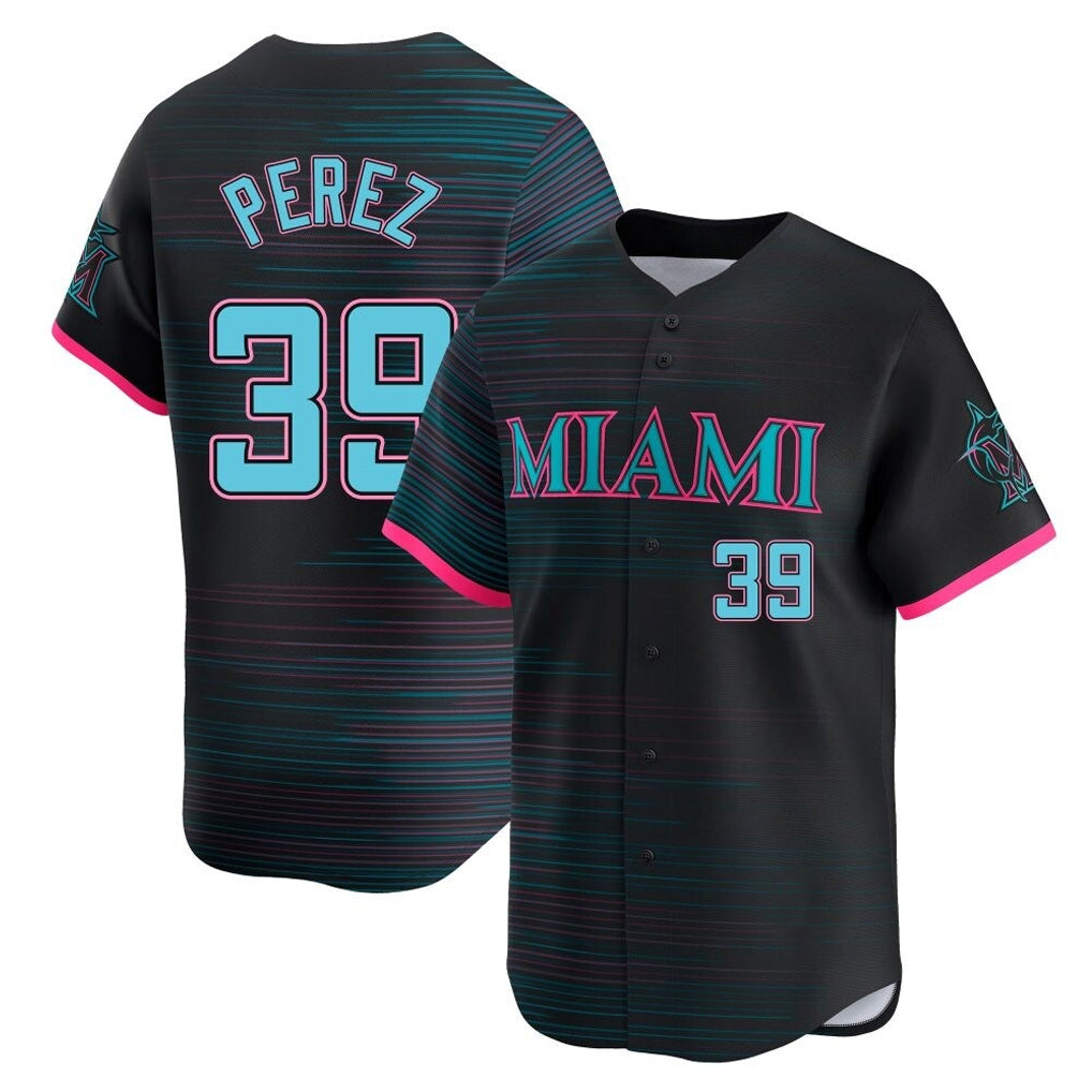 Odoa M.Marlins #39 Eury Perez Player Black City Connect Home Limited Stitched Jerseys