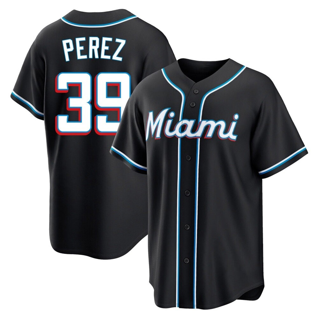 Odoa M.Marlins #39 Eury Perez Player Black Fashion Out Home Game Stitched Jerseys