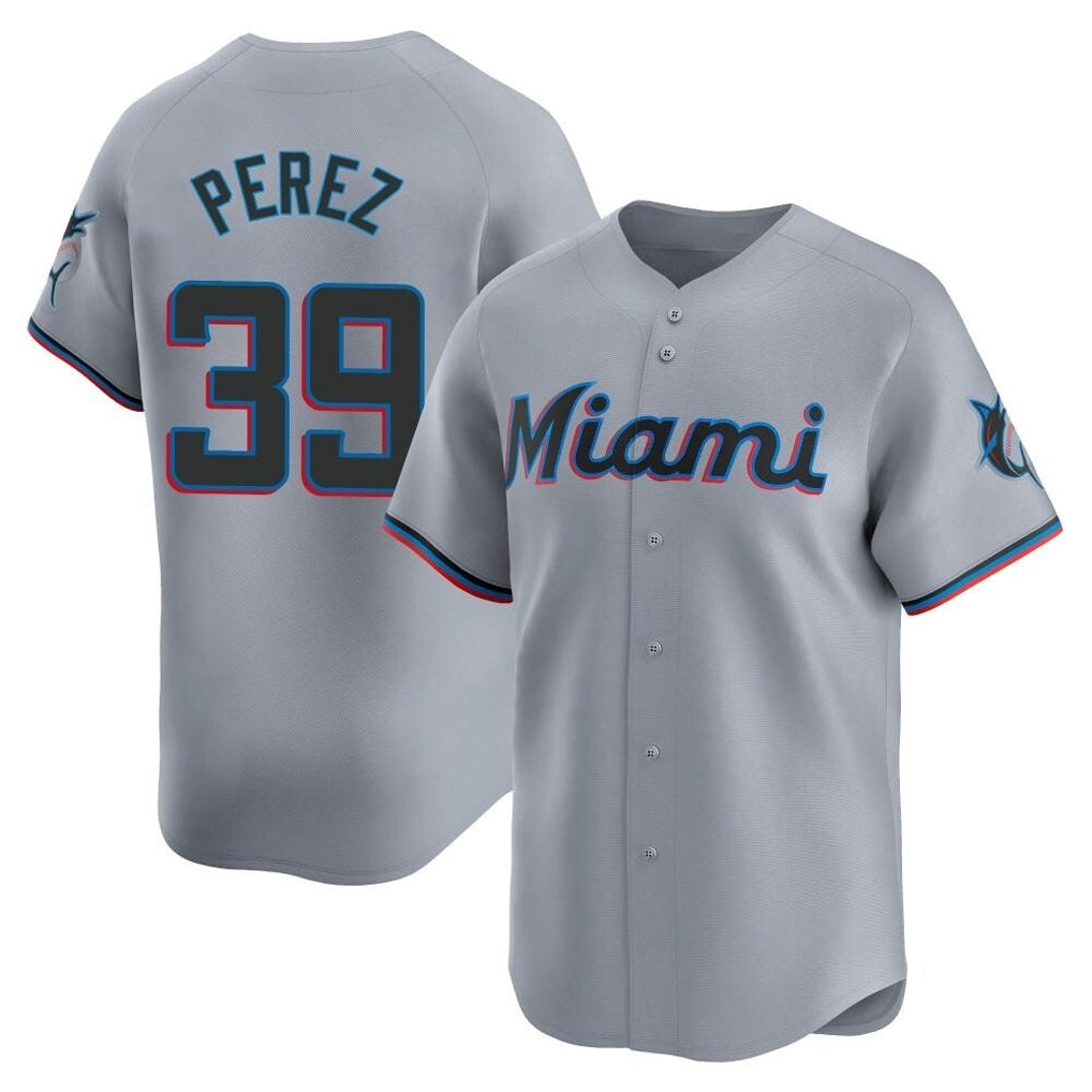 Odoa M.Marlins #39 Eury Perez Player Gray Home Limited Stitched Jerseys