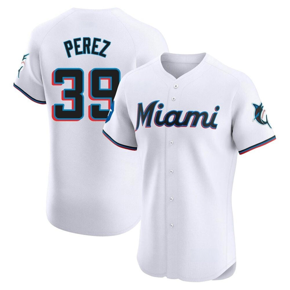 Odoa M.Marlins #39 Eury Perez Player White  Home Limited Elite Stitched Jerseys