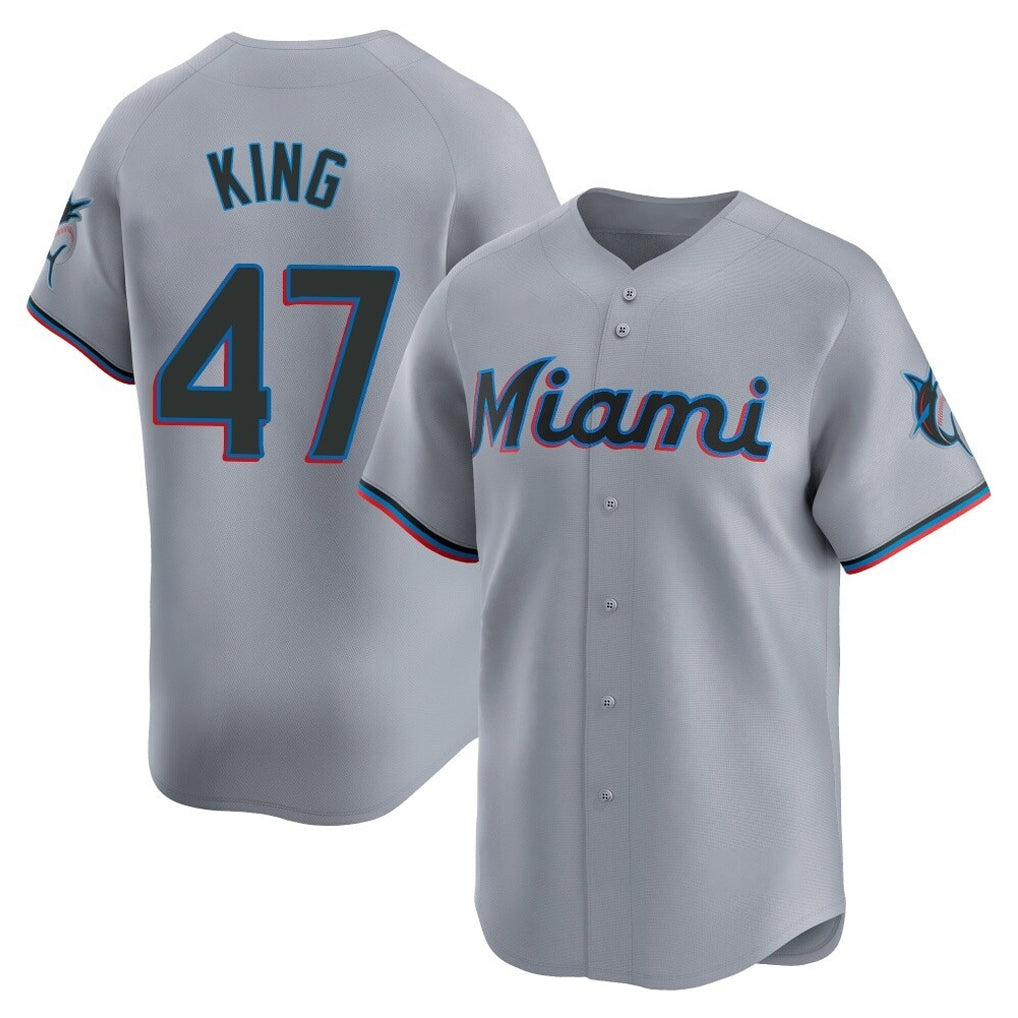 Odoa M.Marlins #47 John King Player Gray  Home Limited Stitched Jerseys