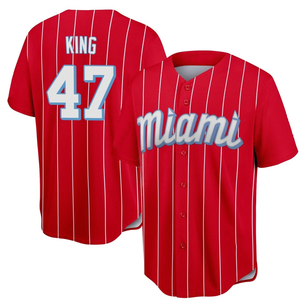 Odoa M.Marlins #47 John King Player Red City Connect Home Game Stitched Jerseys
