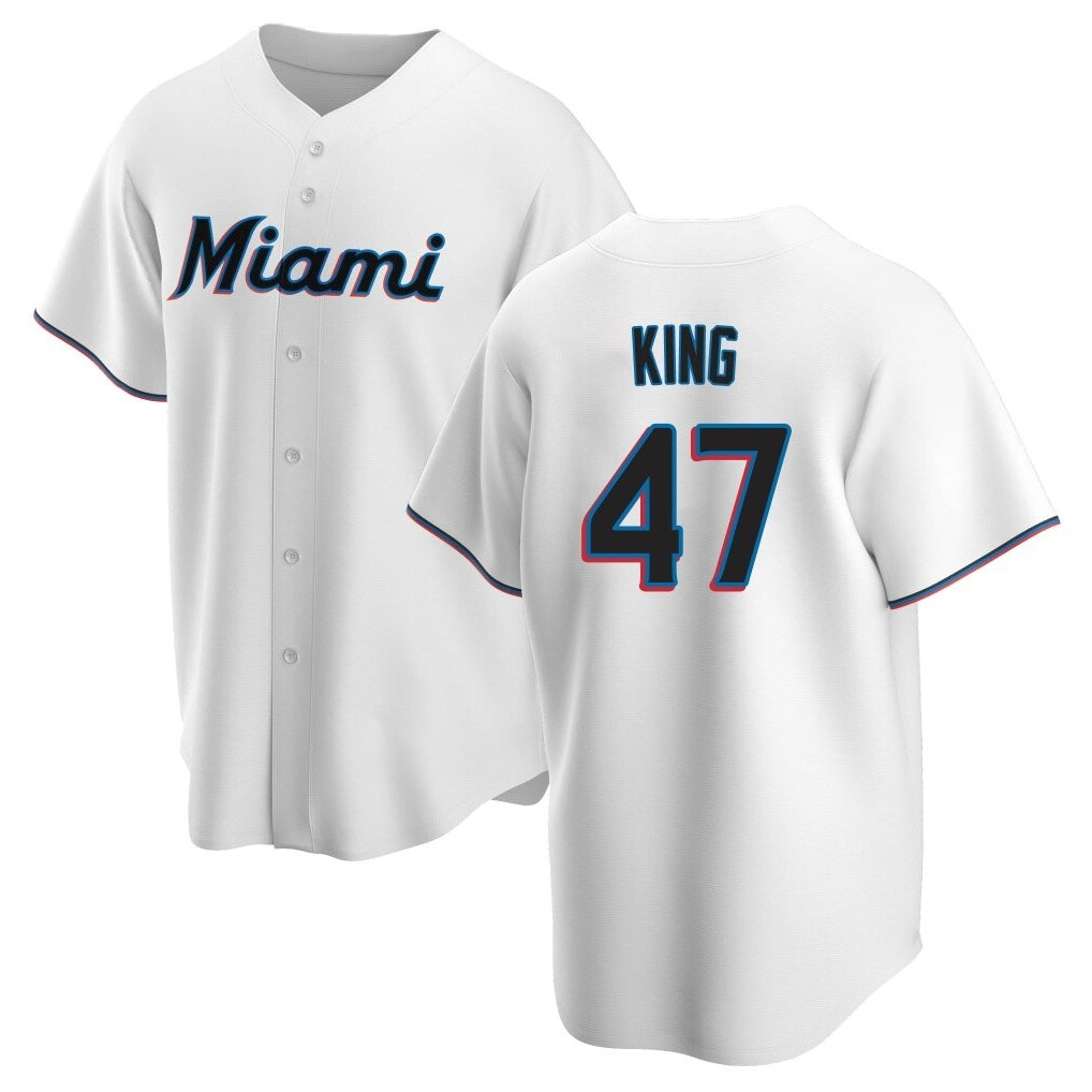 Odoa M.Marlins #47 John King Player White  Home Game Stitched Jerseys