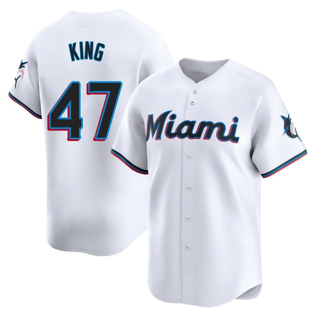 Odoa M.Marlins #47 John King Player White  Home Limited Stitched Jerseys