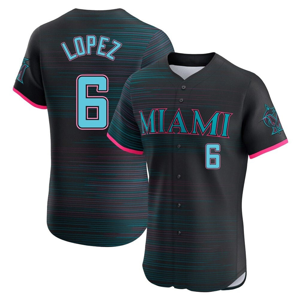 Odoa M.Marlins #6 Otto Lopez Player Black City Connect Home Limited Elite Stitched Jerseys