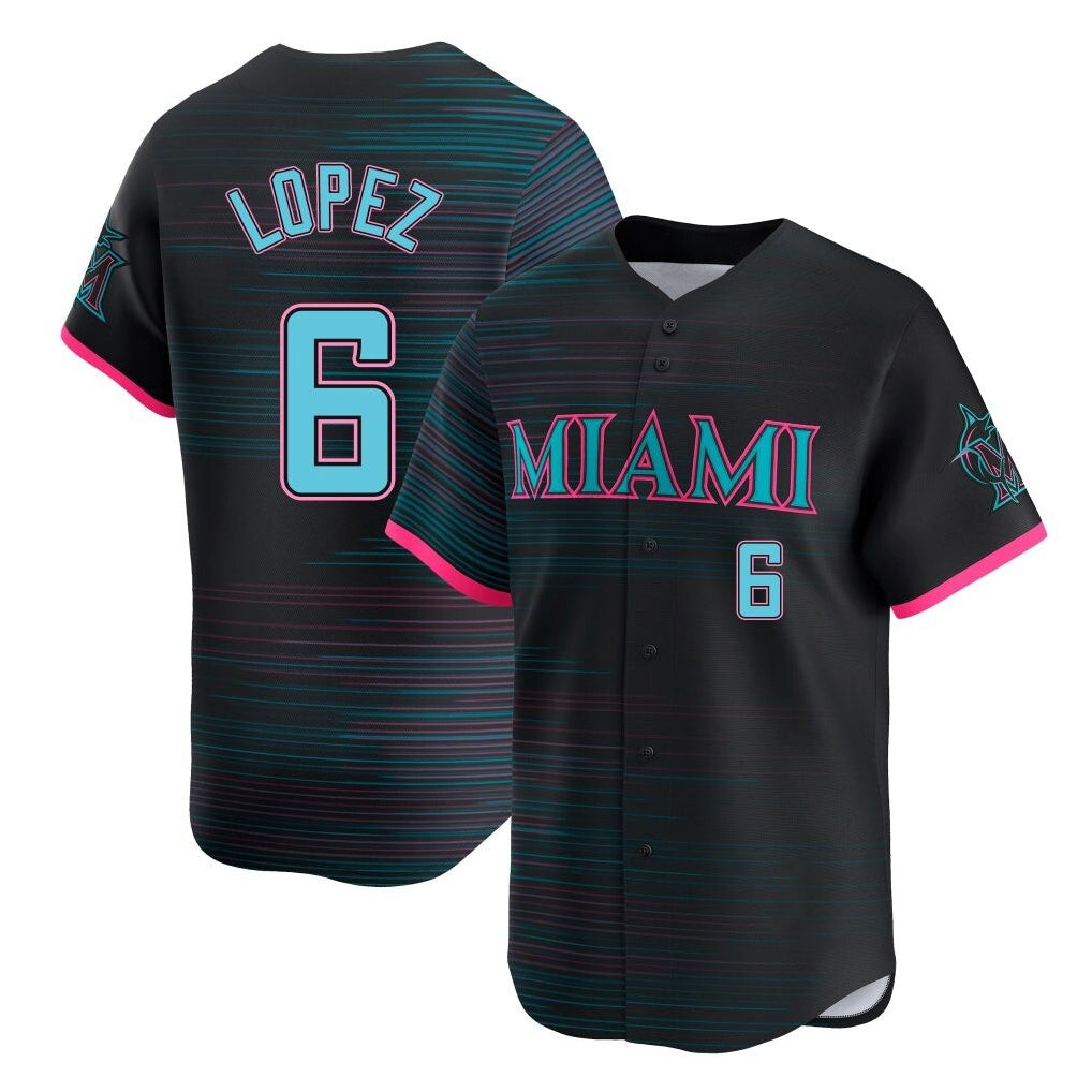 Odoa M.Marlins #6 Otto Lopez Player Black City Connect Home Limited Stitched Jerseys
