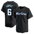 Odoa M.Marlins #6 Otto Lopez Player Black  Home Limited Stitched Jerseys