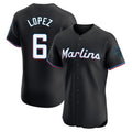 Odoa M.Marlins #6 Otto Lopez Player Black Vapor Home Limited Elite Stitched Jerseys