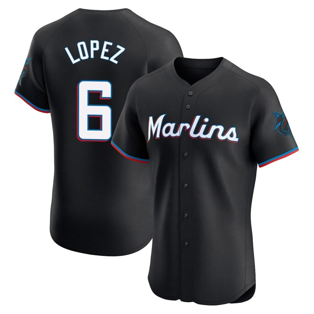 Odoa M.Marlins #6 Otto Lopez Player Black Vapor Home Limited Elite Stitched Jerseys