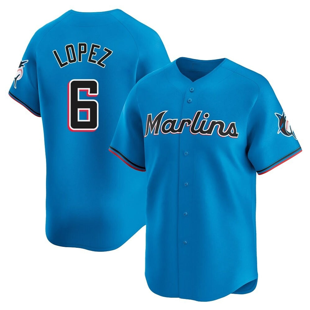 Odoa M.Marlins #6 Otto Lopez Player Blue Home Limited Stitched Jerseys