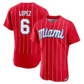 Odoa M.Marlins #6 Otto Lopez Player Red City Connect Home Limited Elite Stitched Jerseys