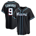 Odoa M.Marlins #9 Xavier Edwards Player Black Fashion Out Home Game Stitched Jerseys