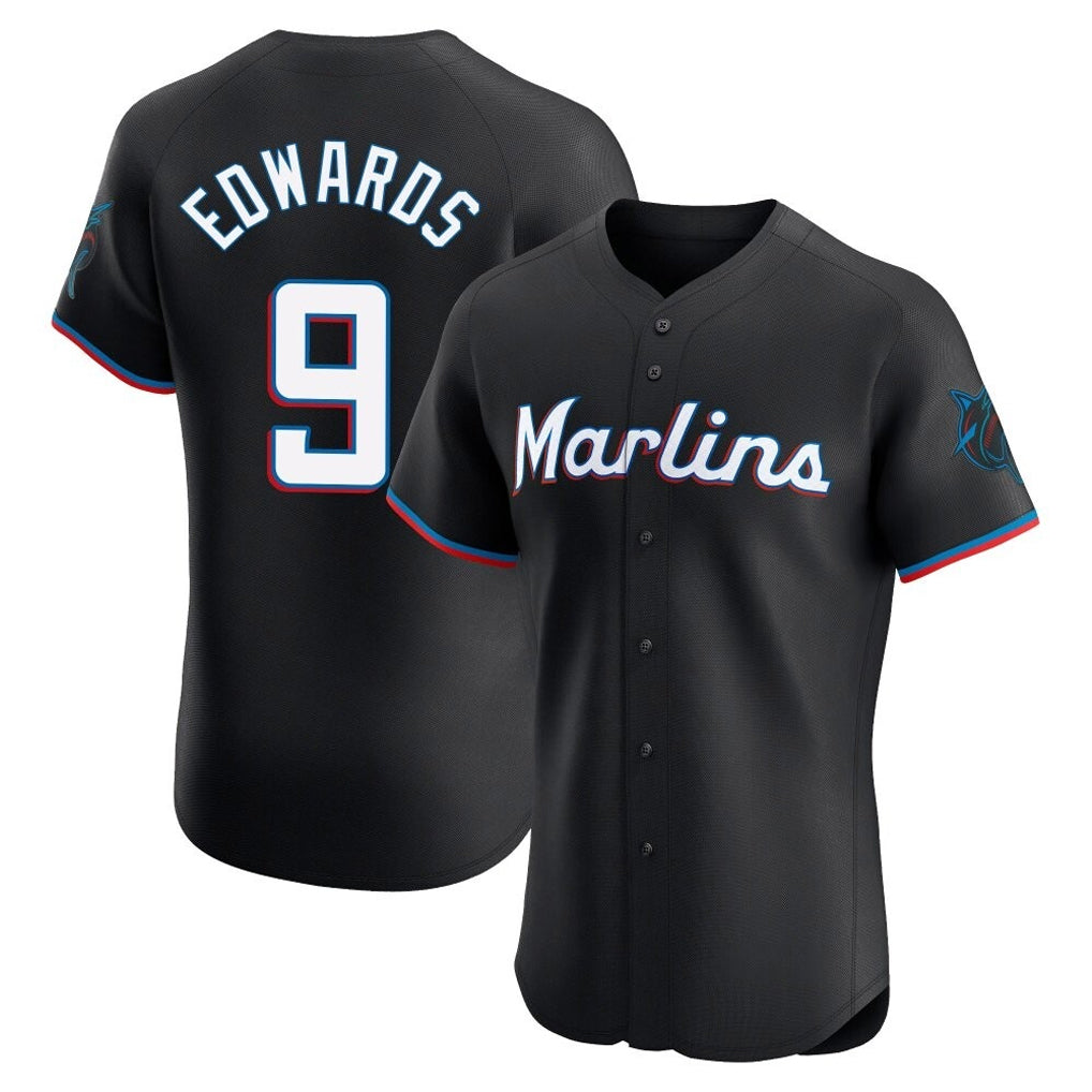 Odoa M.Marlins #9 Xavier Edwards Player Black Vapor Home Limited Elite Stitched Jerseys