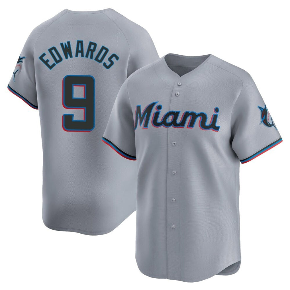 Odoa M.Marlins #9 Xavier Edwards Player Gray Home Limited Stitched Jerseys