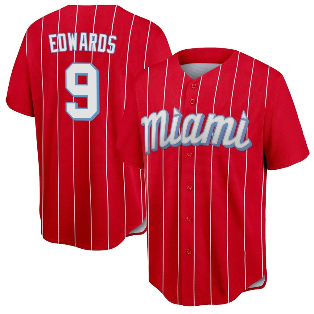 Odoa M.Marlins #9 Xavier Edwards Player Red City Connect Home Game Stitched Jerseys