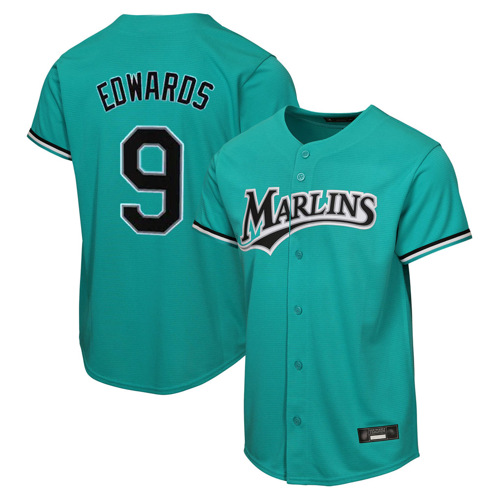 Odoa M.Marlins #9 Xavier Edwards Player Teal Home Game Stitched Jerseys