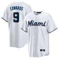 Odoa M.Marlins #9 Xavier Edwards Player White  Home Game Stitched Jerseys