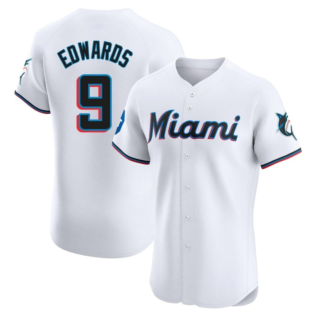 Odoa M.Marlins #9 Xavier Edwards Player White  Home Limited Elite Stitched Jerseys