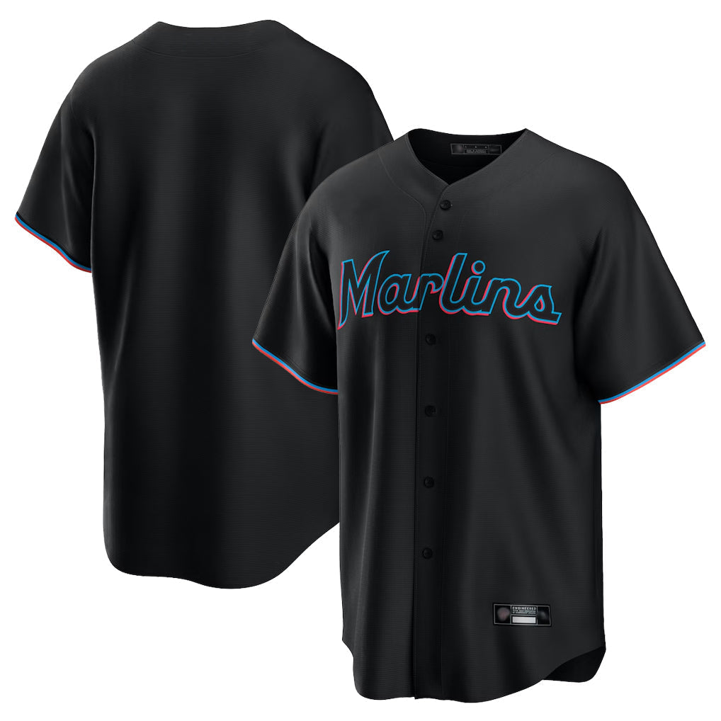 Odoa M.Marlins Blank Player Black  Home Game Stitched Jerseys