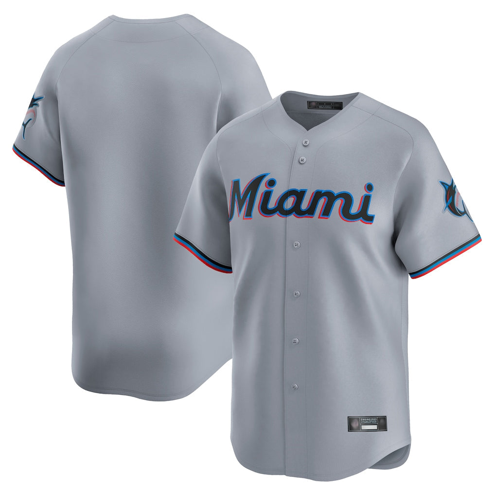 Odoa M.Marlins Blank Player Gray Home Limited Stitched Jerseys