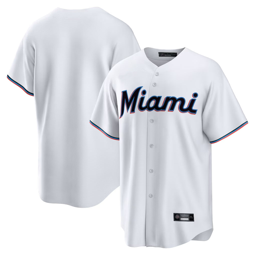 Odoa M.Marlins Blank Player White  Home Game Stitched Jerseys