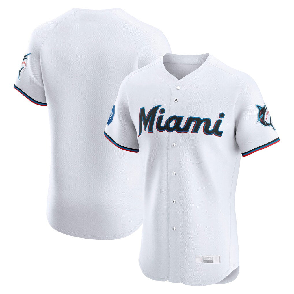 Odoa M.Marlins Blank Player White Home Limited Elite Stitched Jerseys