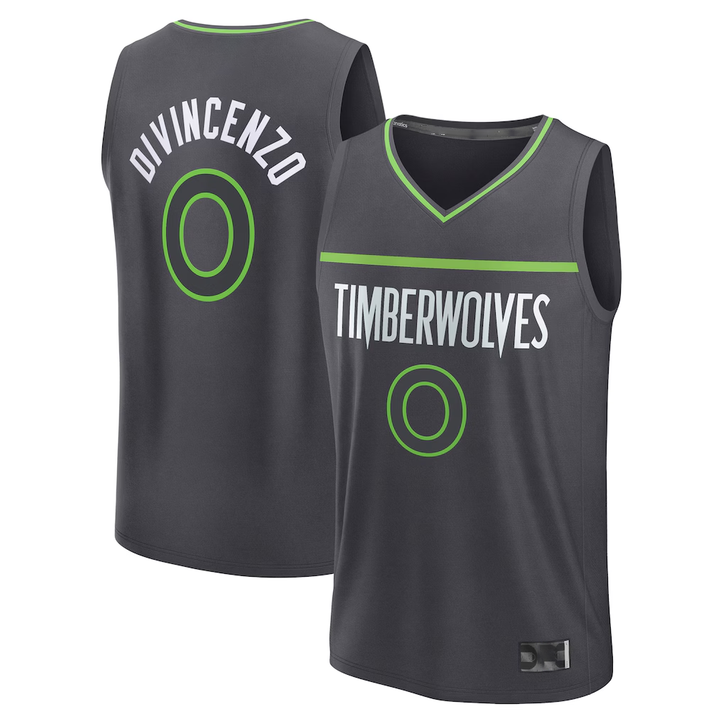 Odoa M.Timberwolves #0 Donte DiVincenzo Charcoal Fast Break Replica Player Stitched Jerseys - Statement Edition
