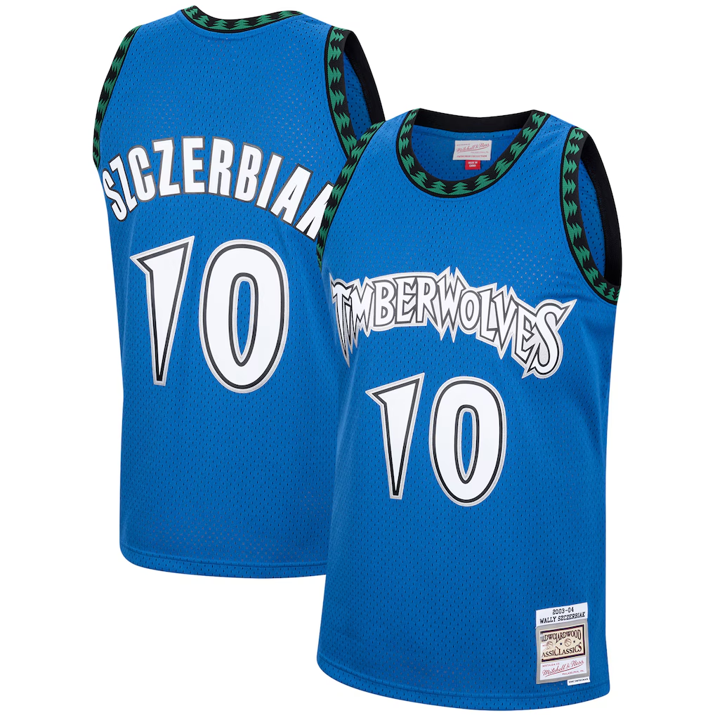 Odoa M.Timberwolves #10 Wally Szczerbiak Mitchell & Ness Blue 200304 Hardwood Classics Swingman Stitched Jerseys