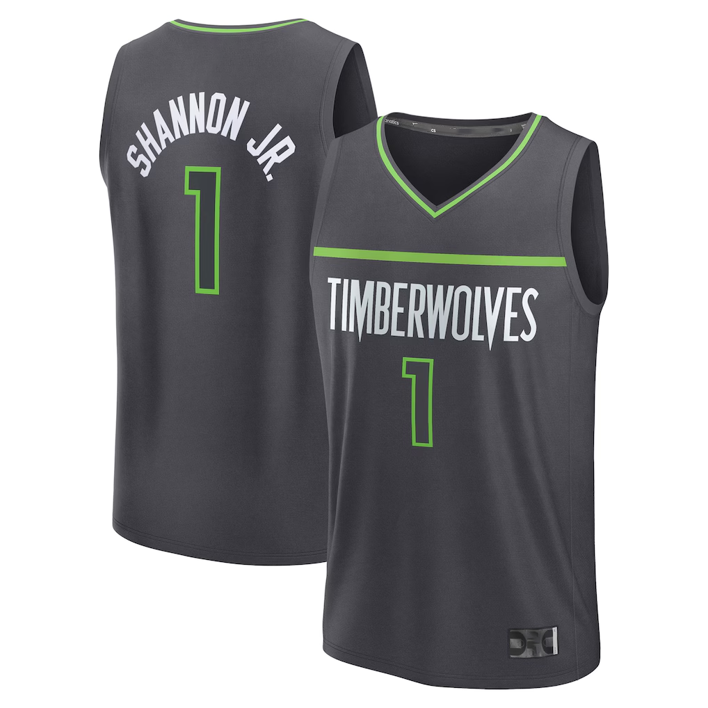 Odoa M.Timberwolves #1 Terrence Shannon Jr. Anthracite Fast Break Replica Stitched Jerseys - Statement Edition