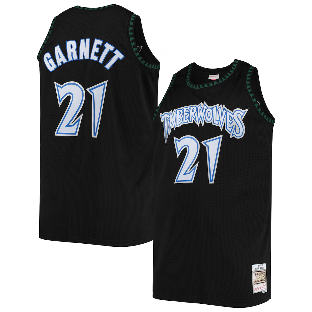 Odoa M.Timberwolves #21 Kevin Garnett Mitchell & Ness Black 199798 Big & Tall Hardwood Classics Swingman Stitched Jerseys