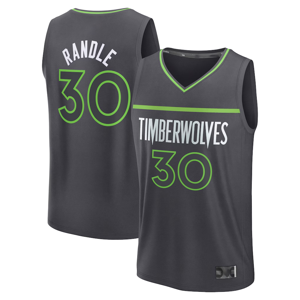 Odoa M.Timberwolves #30 Julius Randle Charcoal Fast Break Replica Player Stitched Jerseys - Statement Edition