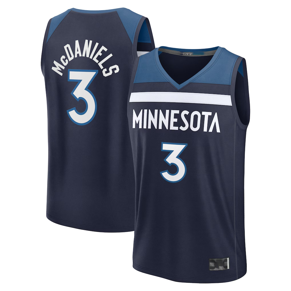Odoa M.Timberwolves #3 Jaden McDaniels Navy Fast Break Replica Stitched Jerseys - Icon Edition