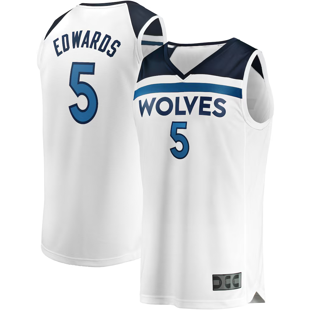 Odoa M.Timberwolves #5 Anthony Edwards White Fast Break Replica Player Stitched Jerseys - Association Edition