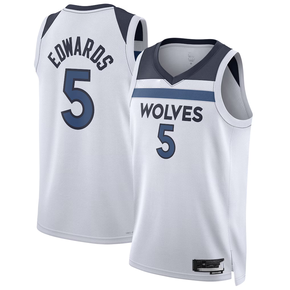 Odoa M.Timberwolves #5 Anthony Edwards White Swingman Stitched Jerseys - Association Edition